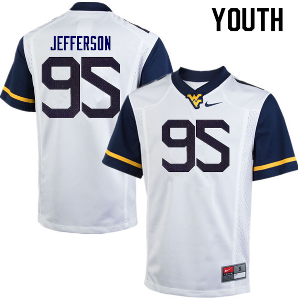 NCAA Youth Jordan Jefferson West Virginia Mountaineers White #95 Nike Stitched Football College Authentic Jersey YU23X87PJ